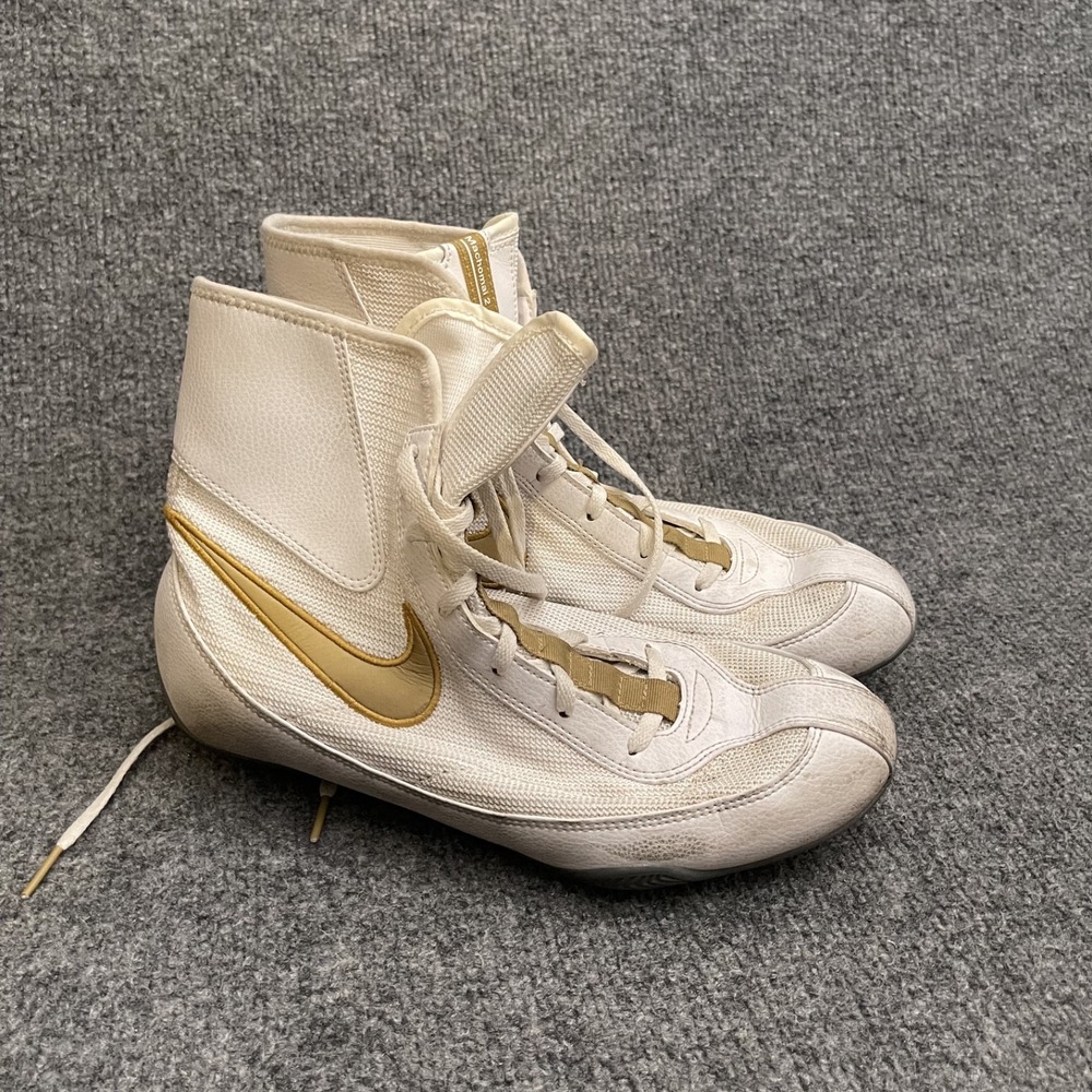 Nike Machomai 2 Boxing Shoes Mens Sz 8.5 Boots Mid 321819-170 White Gold